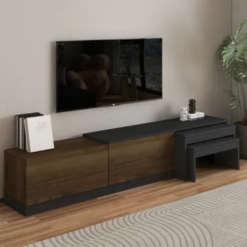 Zalven TV-bænk 180x36x30 cm - Antracit/Antik valnød - Møbler - TV borde & mediemøbler - TV-borde