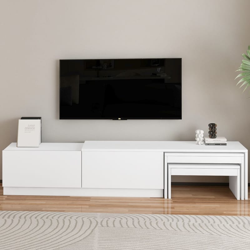 Zalven TV-bænk 180x36x30 cm - hvid - Møbler - TV borde & mediemøbler - TV-borde