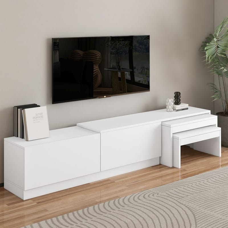 Zalven TV-bænk 180x36x30 cm - hvid - Møbler - TV borde & mediemøbler - TV-borde