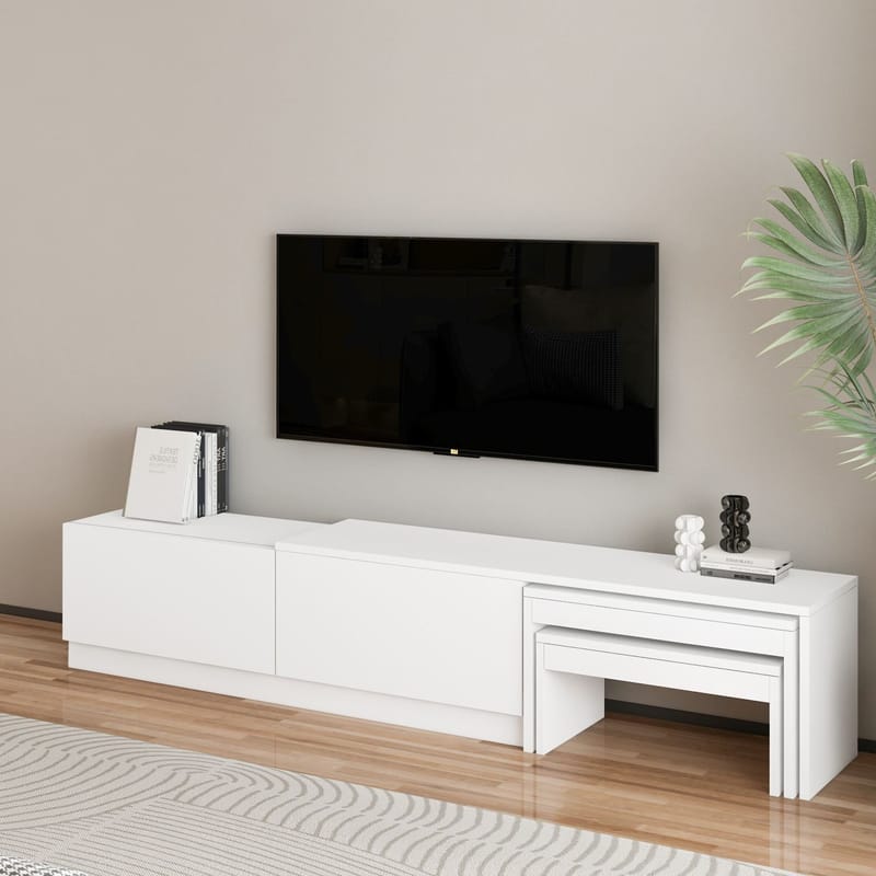 Zalven TV-bænk 180x36x30 cm - hvid - Møbler - TV borde & mediemøbler - TV-borde