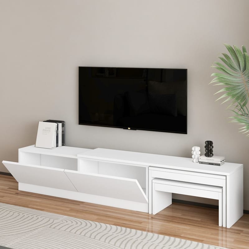 Zalven TV-bænk 180x36x30 cm - hvid - Møbler - TV borde & mediemøbler - TV-borde