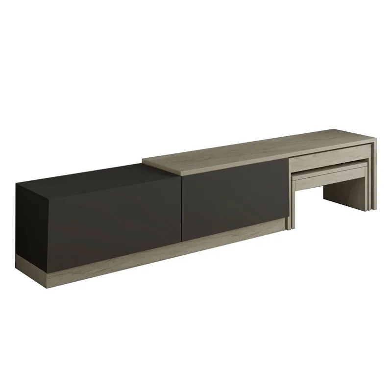 Zalven TV-bænk 180x36x30 cm - travertin og antracit - Møbler - TV borde & mediemøbler - TV-borde