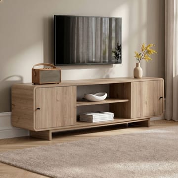 Zavio TV-bord 180 cm med Opbevaring, Træ- og Egetræsudseende - Natur - Møbler - TV borde & mediemøbler - TV-borde