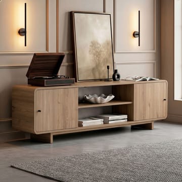 Zavio TV-bord 180 cm med Opbevaring, Træ- og Egetræsudseende - Natur - Møbler - TV borde & mediemøbler - TV-borde