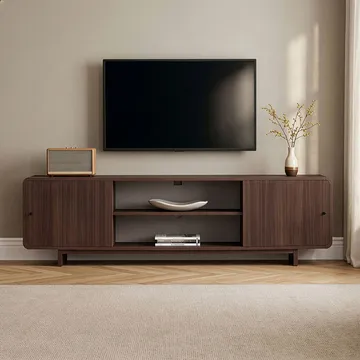 Zavio TV-bord 180 cm med Opbevaring, Træ- og Valnøddeudseende - Brun - Møbler - TV borde & mediemøbler - TV-borde