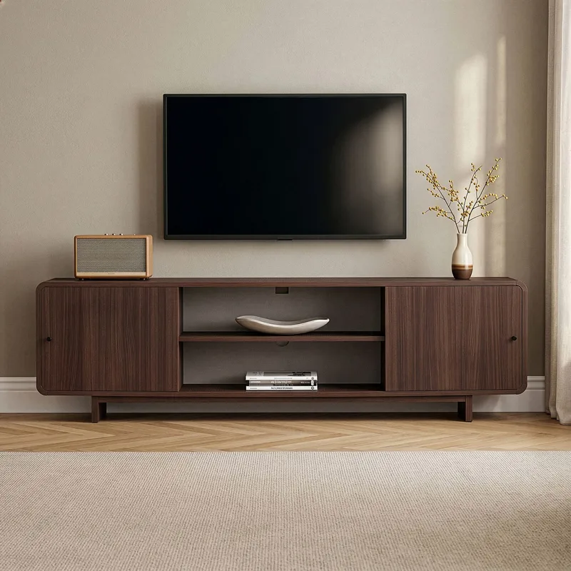 Zavio TV-bord 180 cm med Opbevaring, Træ- og Valnøddeudseende - Brun - Møbler - TV borde & mediemøbler - TV-borde