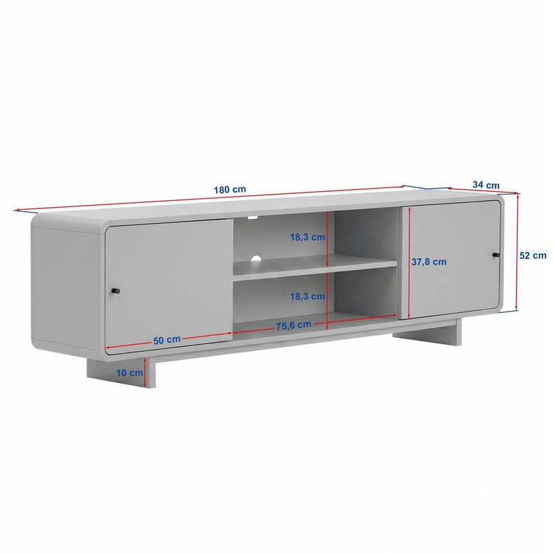 Zavio TV-bord med Opbevaring 180x52x34 cm - Valnød - Møbler - TV borde & mediemøbler - TV-borde