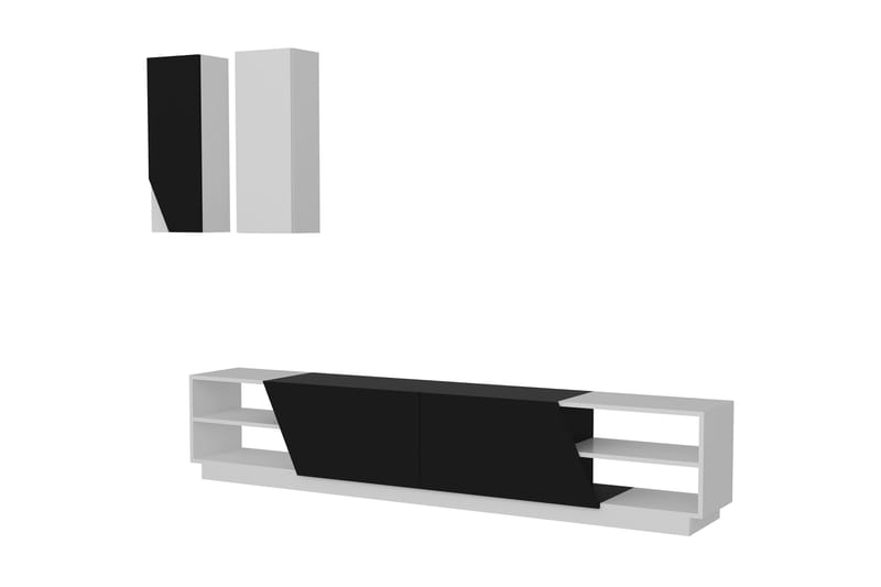 Zebrai TV-bord med skjult opbevaring - Sort / hvid - Tv-møbelsæt