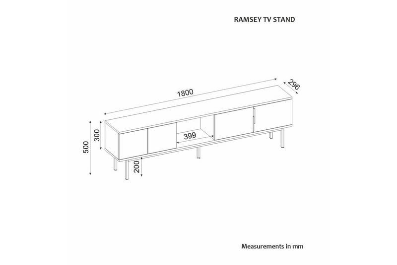 Zeiran TV-bord 180 cm - Hvid - Møbler - TV borde & mediemøbler - TV-borde