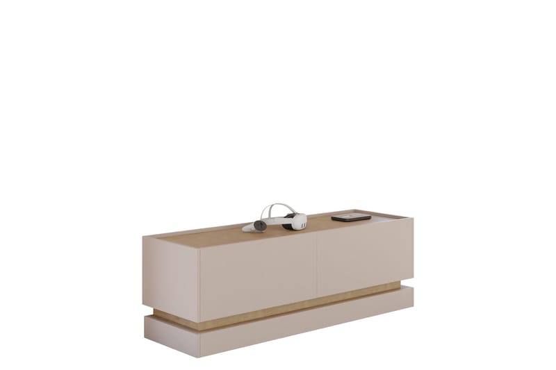 Zelric Gulvstående Tv-bænk 150 cm med Opbevaring i Træ, Beige