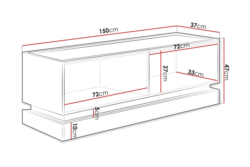 Zelric Gulvstående Tv-bænk 150 cm med Opbevaring i Træ - Beige - Møbler - TV borde & mediemøbler - TV-borde