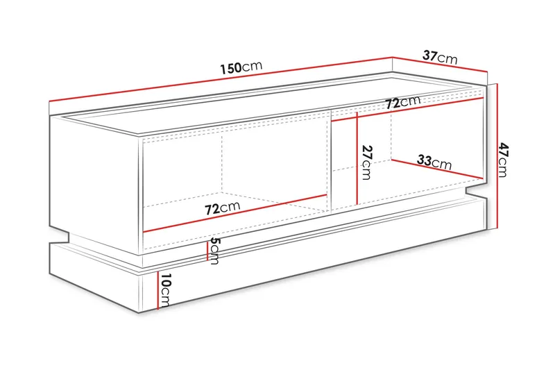 Zelric Tv-bänk 150 cm - Sort - Møbler - TV borde & mediemøbler - TV-borde