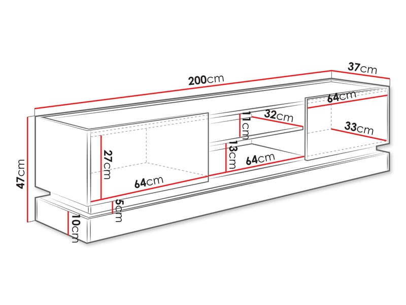 Zelric TV-bænk 200 cm - Beige - Møbler - TV borde & mediemøbler - TV-borde