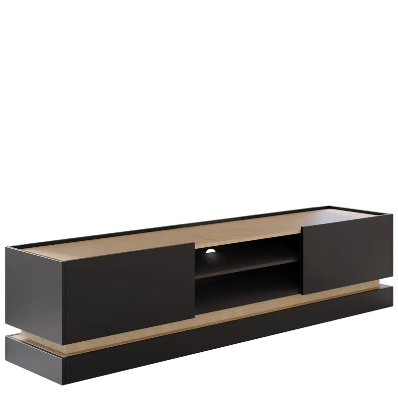 Zelric TV-bænk 200 cm - Sort - Møbler - TV borde & mediemøbler - TV-borde