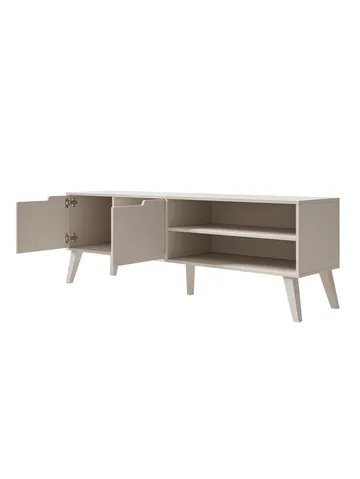 Zelto Fritstående Tv-bord 160 cm med Opbevaring i Malet Træ - Beige - Møbler - TV borde & mediemøbler - TV-borde