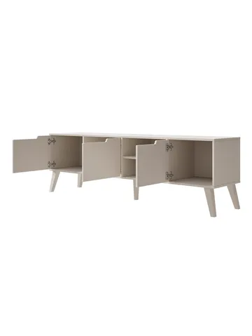 Zelto Fritstående Tv-bord 180 cm med Opbevaring i Malet Træ - Beige - Møbler - TV borde & mediemøbler - TV-borde