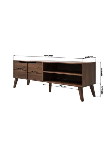 Zelto TV-bord 160 cm - Warmia valnød - Møbler - TV borde & mediemøbler - TV-borde