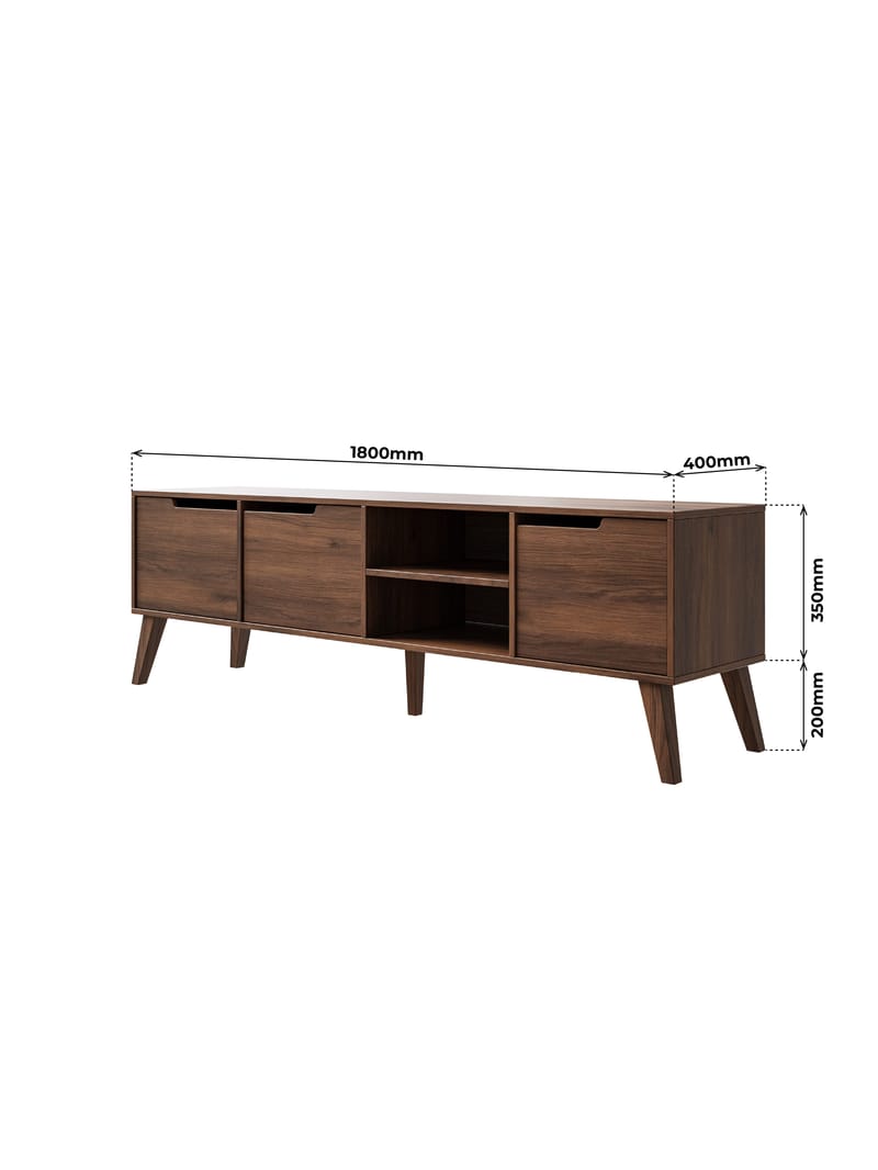 Zelto TV-bord 180 cm - Warmia valnød - Møbler - TV borde & mediemøbler - TV-borde