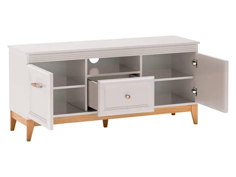 Zeylor Gulvstående Tv-bord 136 cm med Opbevaring i Eg - Beige - Møbler - TV borde & mediemøbler - TV-borde