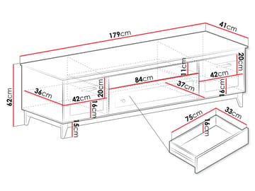 Zeylor Gulvstående Tv-bord 179 cm med Opbevaring i Malet Træ - Beige - Møbler - TV borde & mediemøbler - TV-borde