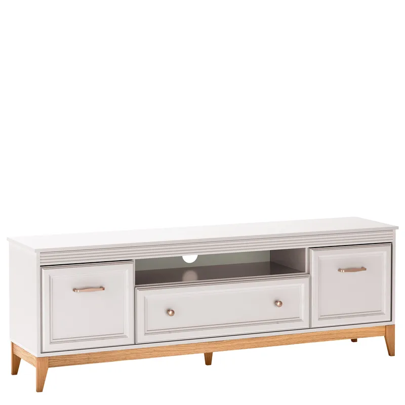 Zeylor Gulvstående Tv-bord 179 cm med Opbevaring i Malet Træ, Beige