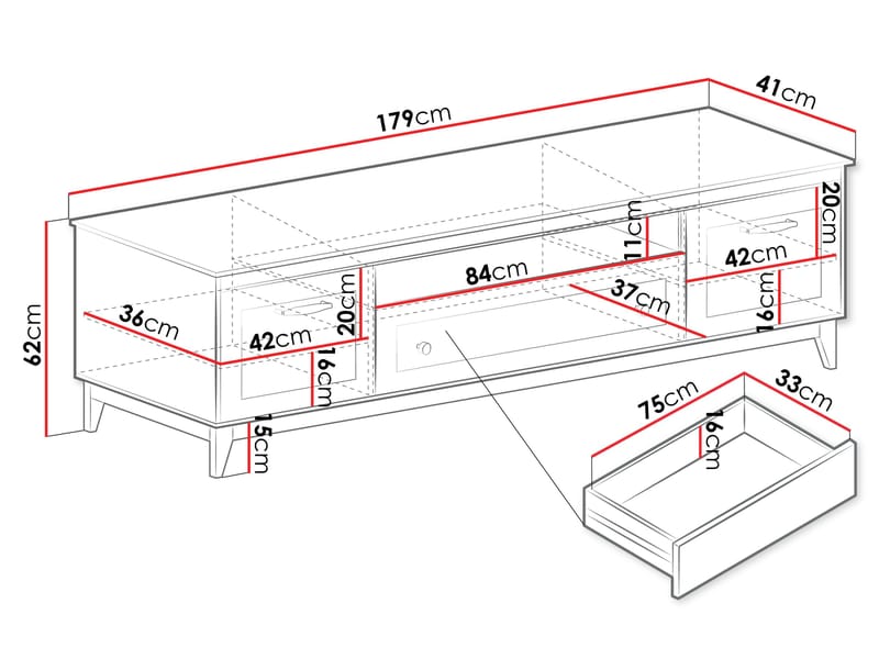 Zeylor TV-bord 179 cm - Møbler - TV borde & mediemøbler - TV-skab