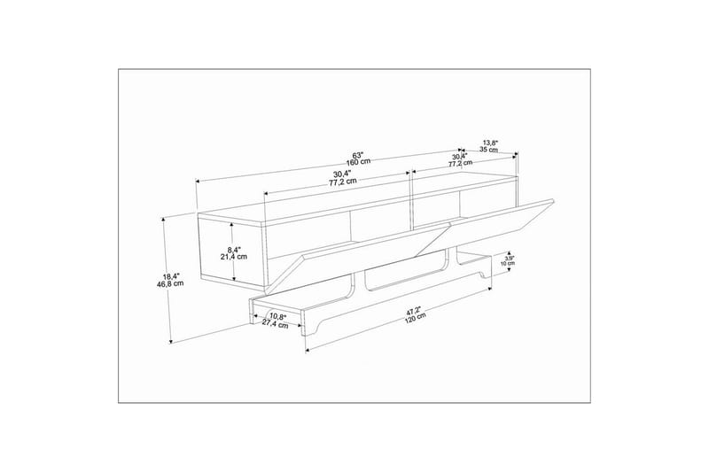 Zira TV-bænk 160 cm - Eg - Møbler - TV borde & mediemøbler - TV-borde