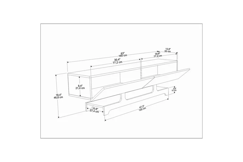 Zira TV-bænk 160 cm - Hvid - Møbler - TV borde & mediemøbler - TV-borde