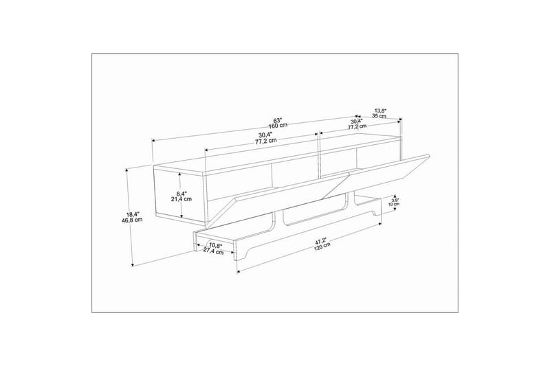 Zira TV-bænk 160 cm - Hvid - Møbler - TV borde & mediemøbler - TV-borde