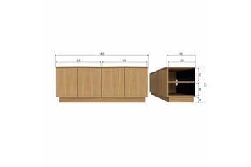 Zuma Gulvstående Tv-bord 133 cm med Opbevaring i Eg - Brun - Møbler - TV borde & mediemøbler - TV-borde