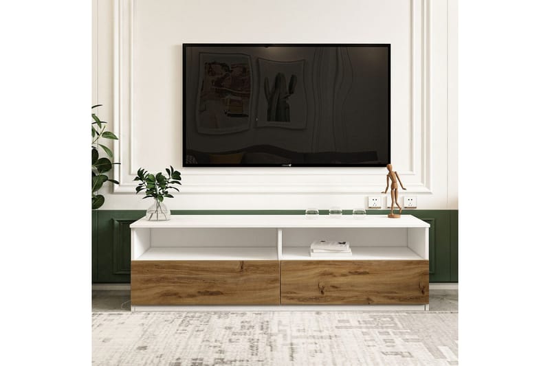 Zylen TV-bænk 144 cm - Hvid/Natur - Møbler - TV borde & mediemøbler - TV-borde