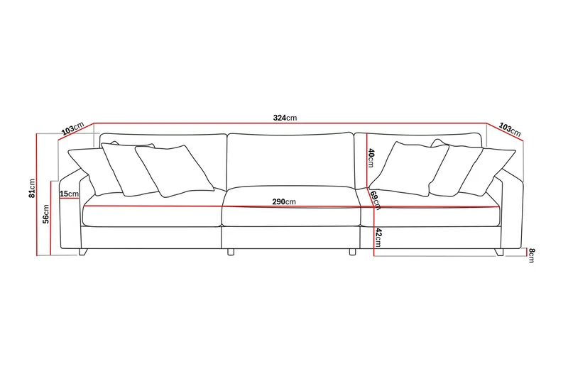 Valencia ekstra dyb 5-personers sofa i chenille - Brun - Møbler - Sofaer