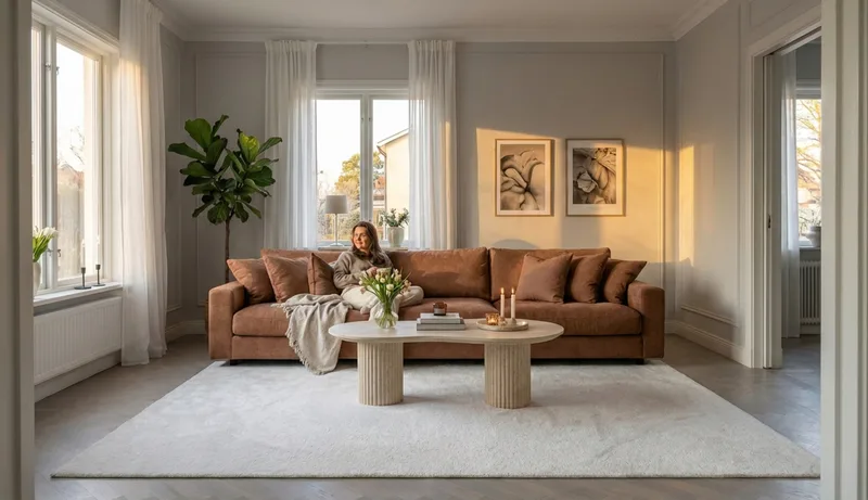 Valencia ekstra dyb 5-personers sofa i chenille - Rustrødbrun - Møbler - Sofaer