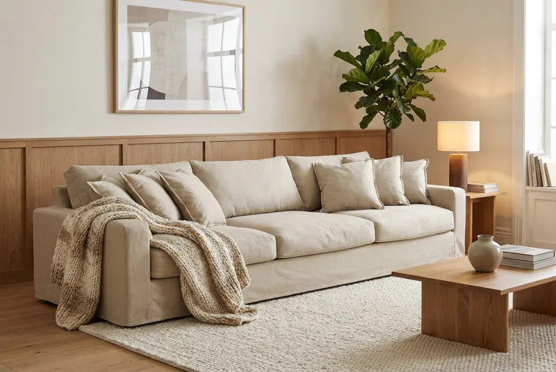 Valencia ekstra dyb 5-personers sofa med aftageligt og vaskbart betræk - Beige - Møbler - Sofaer