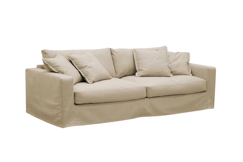 Valencia Extra Dyb 3-personers sofa + fodskammel med aftageligt og vaskbart betræk - Beige - Møbler - Sofaer