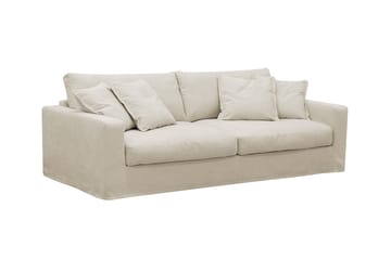 Valencia Extra Dyb 3-personers sofa + fodskammel med aftageligt og vaskbart betræk - Beige - Møbler - Sofaer