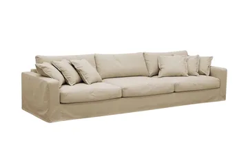 Valencia Extra Dyb 5-personers sofa + fodskammel med aftageligt og vaskbart betræk - Beige - Møbler - Sofaer
