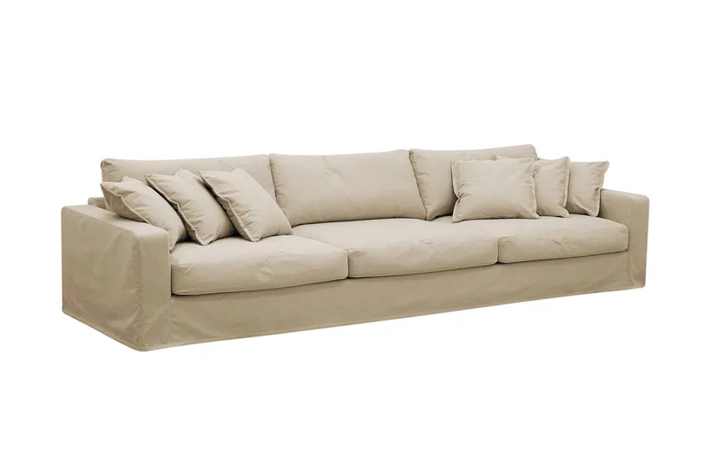 Valencia Extra Dyb 5-personers sofa + fodskammel med aftageligt og vaskbart betræk - Beige - Møbler - Sofaer