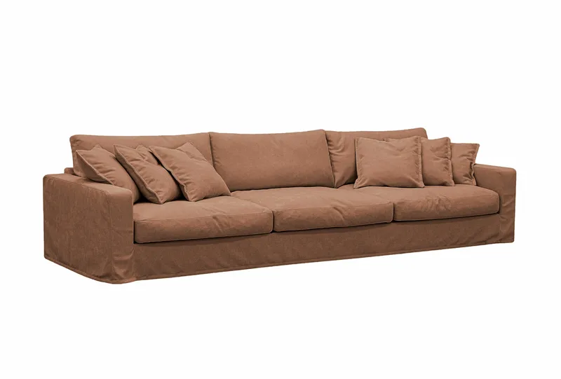 Valencia Extra Dyb 5-personers sofa + fodskammel med aftageligt og vaskbart betræk - Rødbrun - Møbler - Sofaer