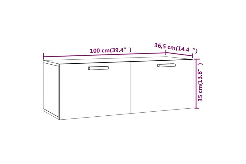 beBasic vægskab 100x36,5x35 cm konstrueret træ betongrå - GrÃ¥ - Væghængt opbevaring