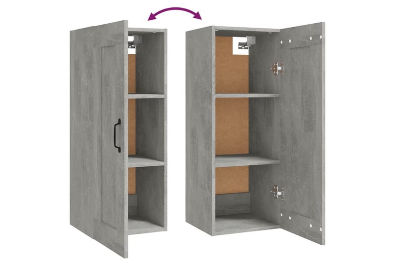 beBasic vægskab 35x34x90 cm konstrueret træ betongrå - GrÃ¥ - Opbevaring - Væghængt opbevaring