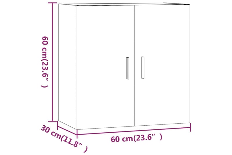 beBasic vægskab 60x30x60 cm konstrueret træ hvid - Hvid - Væghængt opbevaring