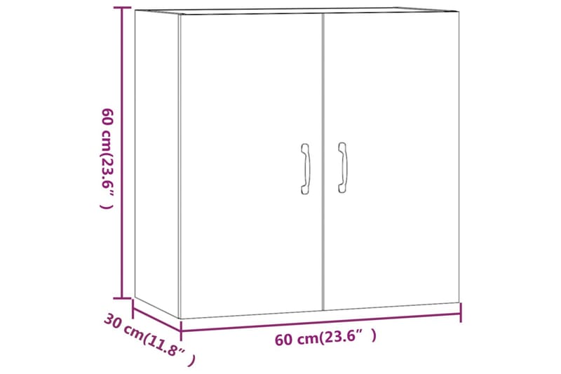 beBasic vægskab 60x31x60 cm konstrueret træ betongrå - GrÃ¥ - Væghængt opbevaring