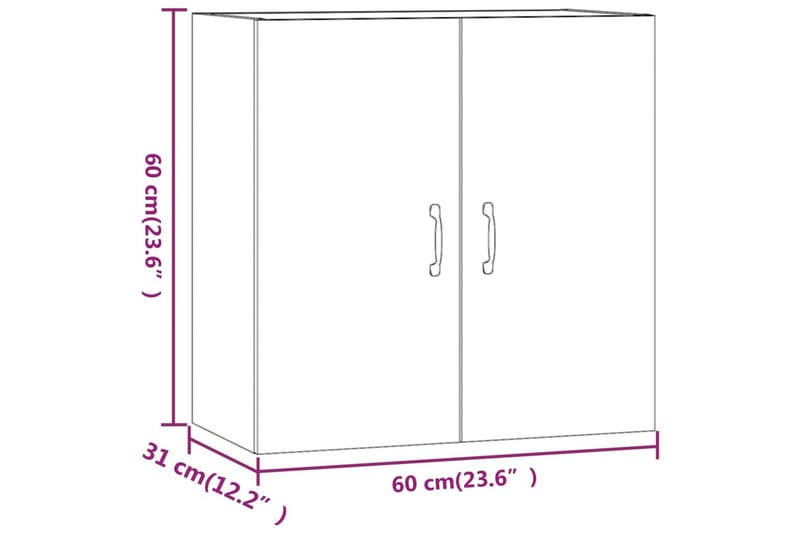 beBasic vægskab 60x31x60 cm konstrueret træ hvid - Hvid - Væghængt opbevaring