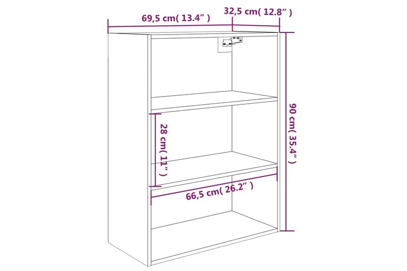 beBasic vægskab 69,5x32,5x90 cm hvid - Hvid - Væghængt opbevaring