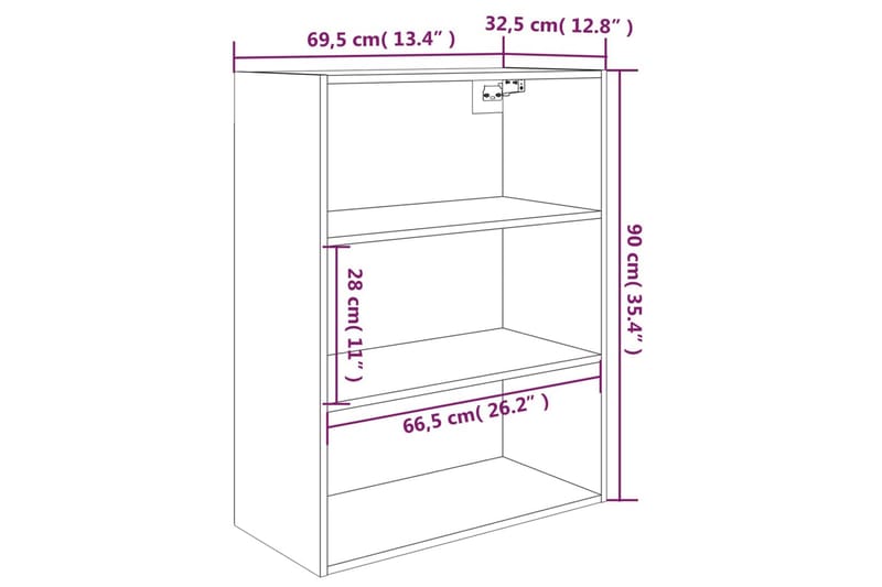 beBasic vægskab 69,5x32,5x90 cm sort - Sort - Væghængt opbevaring