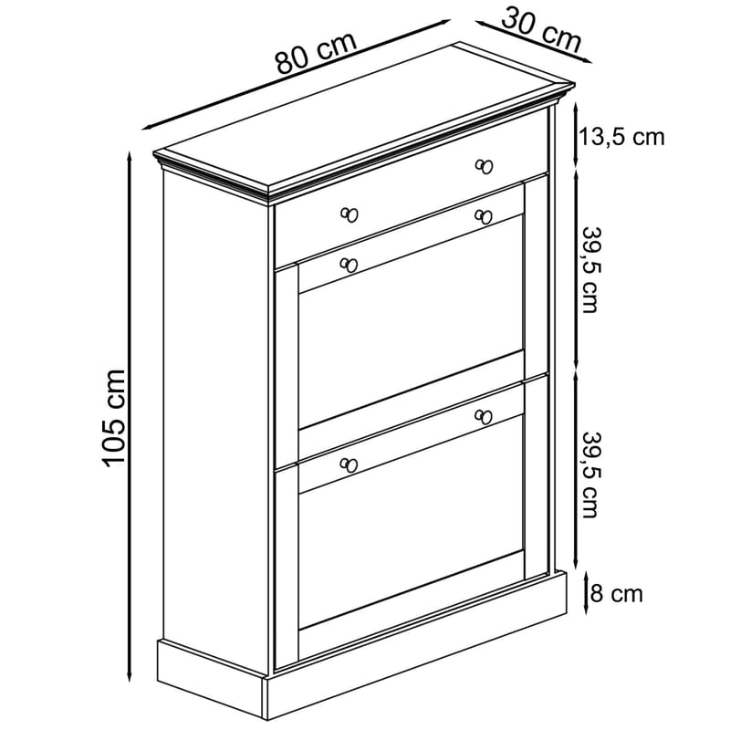 Binz skoskab 80x105 cm - Kashmir - Opbevaring - Entréopbevaring