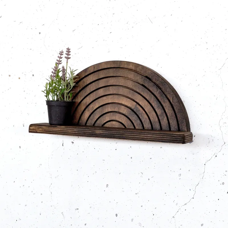 Dekorativ væghylde i træ Hanah Home Raflon (31 x 16 x 9 cm) Model halv cirkel op, undefined