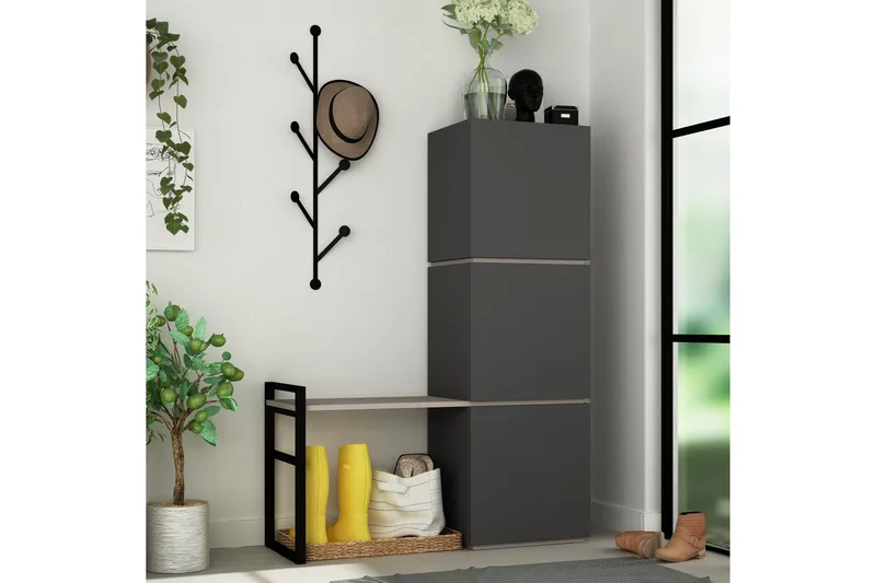 Bodsjö Skoskab 109 cm, Grå / brun