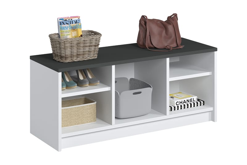 Havering Skoskab 100x35 cm - Hvid / antracit - Opbevaring - Entréopbevaring